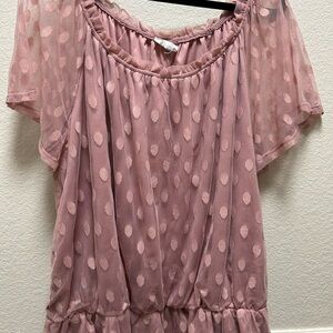 Elegant Pink Polka Dot Women's Top